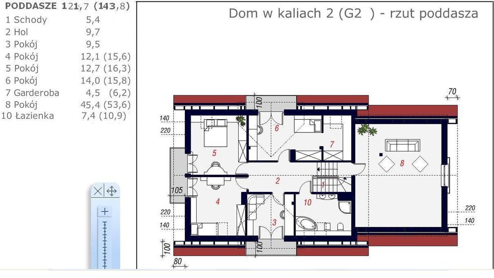 dom w kaliach2 rzut poddasza lustrzane.JPG